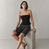 Anine Bing Thea Bustier Strapless Corset Top Womens M Black Crepe Cropped NWT