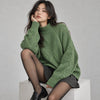Aelfric Eden Green Oversized Cable Knit Mock Neck Long Sleeve Sweater Size M