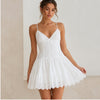 LPA Janelle Mini Dress Womens XS White Poplin Eyelet Ruffle Sleeveless