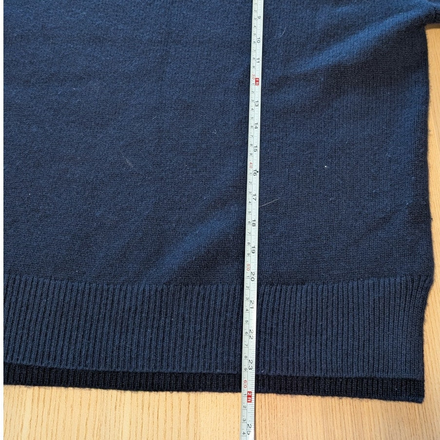 Nordstrom Wool & Cashmere Crewneck Sweater Womens M Navy Knit Long Sleeve