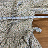 Doen Anusha Floral Print Cotton Midi Dress Womens L Green Summer Nectar Ruffle