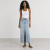 Pistola Alice Denim Midi Skirt Brooklyn Light Blue Front Slit Raw Hem Size 24