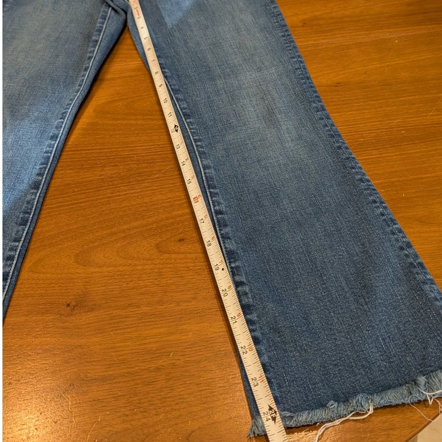 Mother Blue Denim The Snap Hustler What I Had Before Flared Ankle Jeans, Size 25