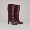 Aquatalia Wine Burgundy Leather Suede Knee-High Boots Womens 10 High Heel