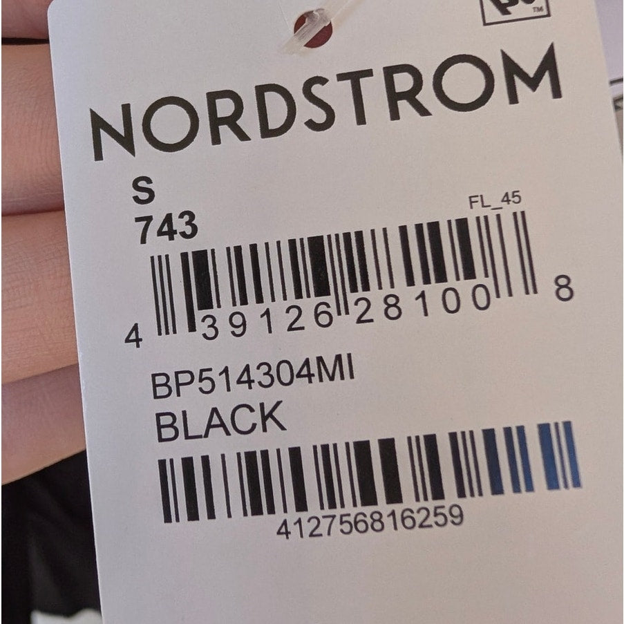 BP. Nordstrom Top Womens S Black Tie Front Scoop Neck Cotton Poplin Peplum NWT
