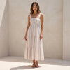 SEAFOLLY Isla Palm Tiered Organic Cotton Cover-up Midi Dress In Brown, size XS