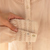 NWOT MOS The Label Ivory Meadow Blouse Button Linen Blend Long Sleeve Top, size US 6