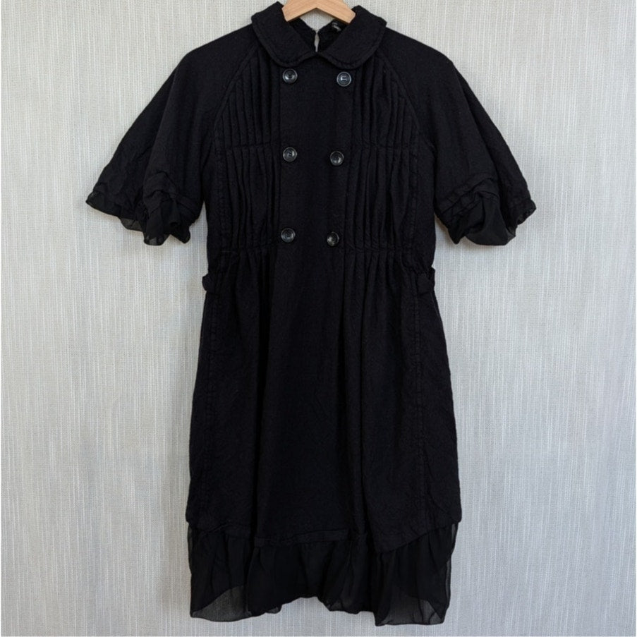 Comme des Garcons Archive Tricot 2008 Midi Dress S Black Wool Short Sleeve