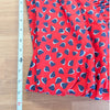 Carolina Herrera Poppy Heart Print Midi Skirt Womens 10 Red High-rise A-line