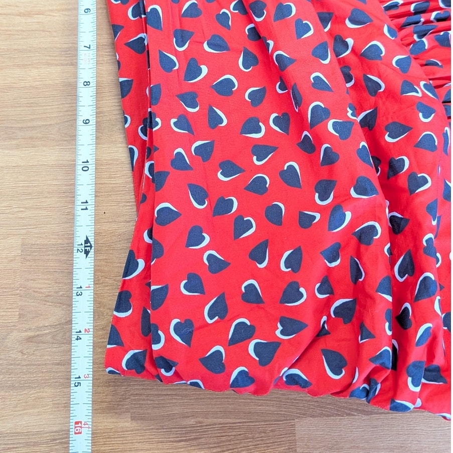 Carolina Herrera Poppy Heart Print Midi Skirt Womens 10 Red High-rise A-line