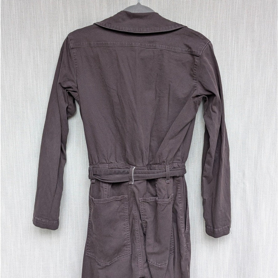 Anthropologie ASKK NY Cargo Jumpsuit Womens 1 Long Sleeve Button Front Wide Leg