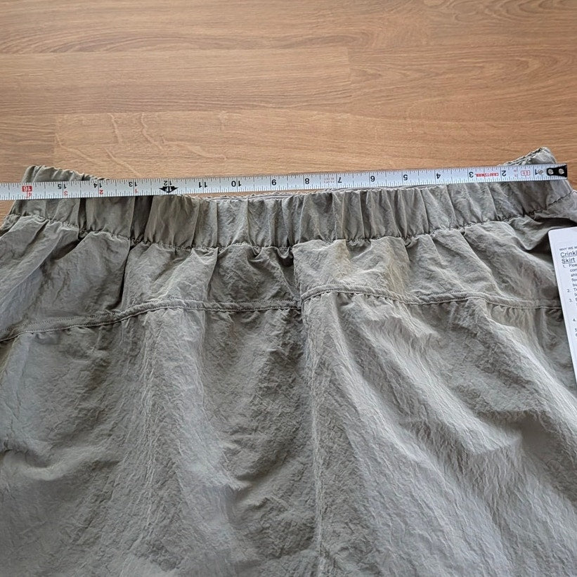 Lululemon Crinkle Nylon High-Rise Mini Skirt Womens XL Warm Gray Skort NWT