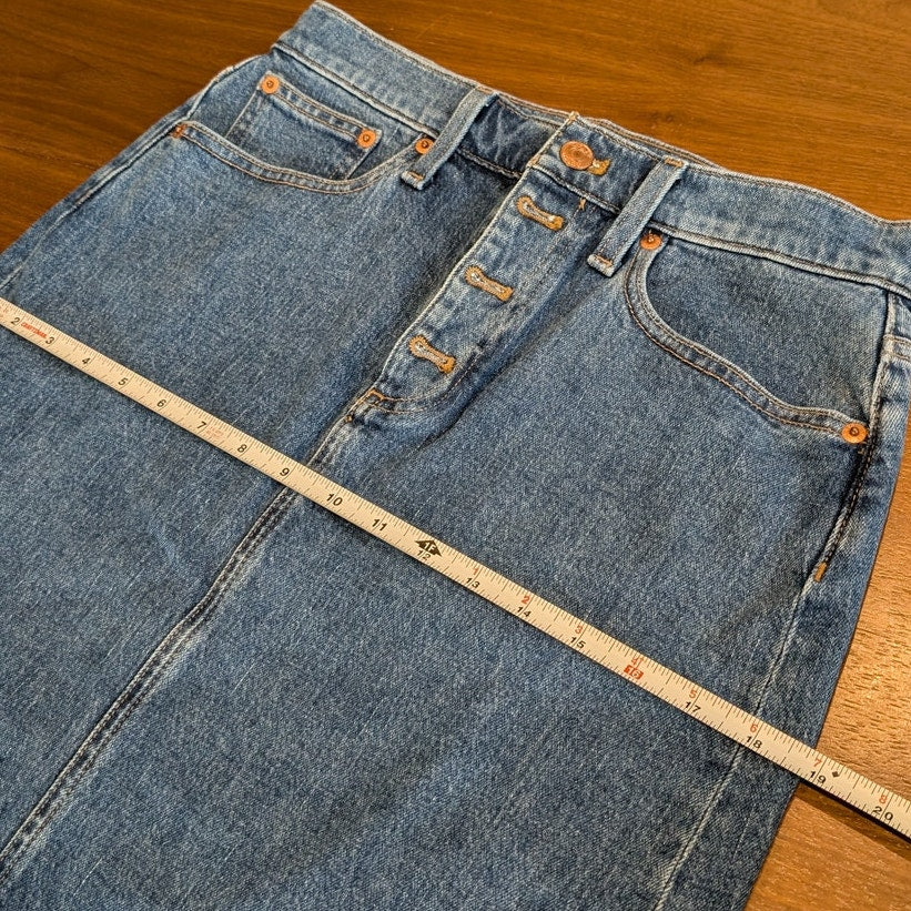 J.Crew Denim Blue A-line Button Front Short Mini Skirt AW324, size 26