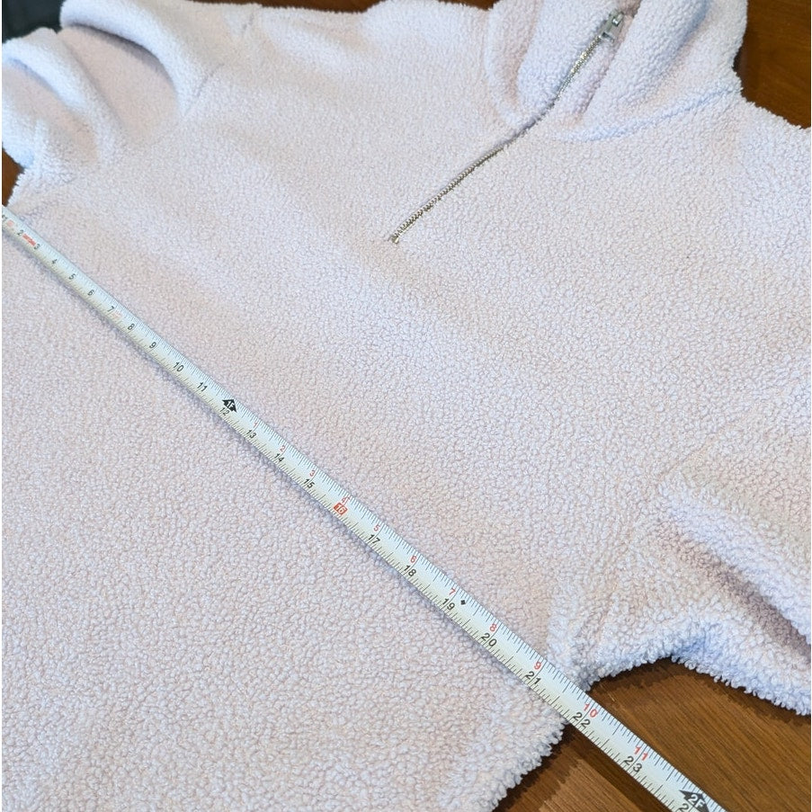 COS Lilac Teddy Fleece Oversized Long Sleeve Zip High Neck Tunic Dress, size XS