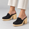 Chloé Jamie Heel Mules Womens IT 40/US9 Black Leather Suede Platform Slip On