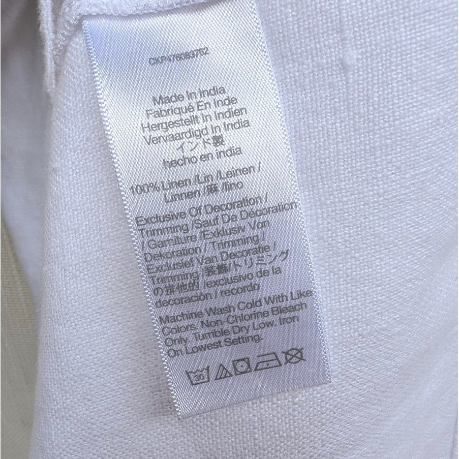 Madewell Button-Front Midi Dress in 100% Linen Womens 8 NL088 White Sleeveless