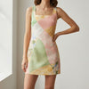 NWT Desigual Peton Floral Patch Print Sleeveless Slim Mini Dress, size L