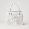 Miu Miu Matelassé Leather Handbag in White Quilted Logo Crossbody Strap