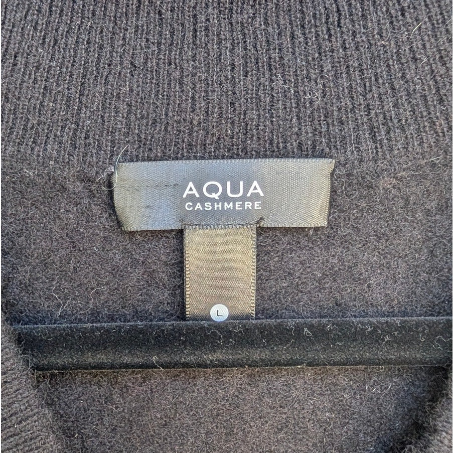 Aqua Cashmere 100% Cashmere Super Brushed V Neck Sweater Vest Womens L Exclusive