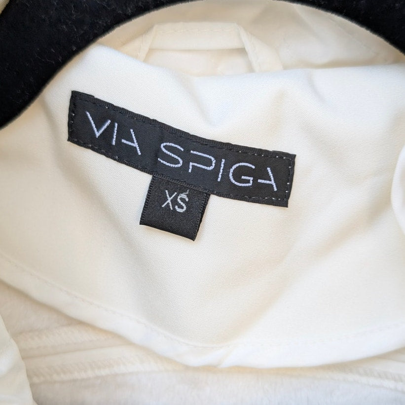Via Spiga White Hooded Faux Fur Full Zip Quilted Coat Jacket, size XS
