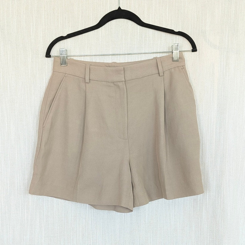 Anine Bing Trent Short Womens 6 Fawn Brown Linen/Viscose Tailored High-rise NWT