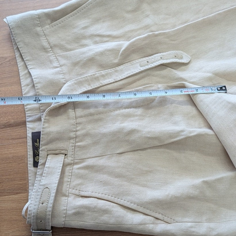Loro Piana Linen Bermuda Shorts Womens 40/US4 Beige High Waist Wide Leg