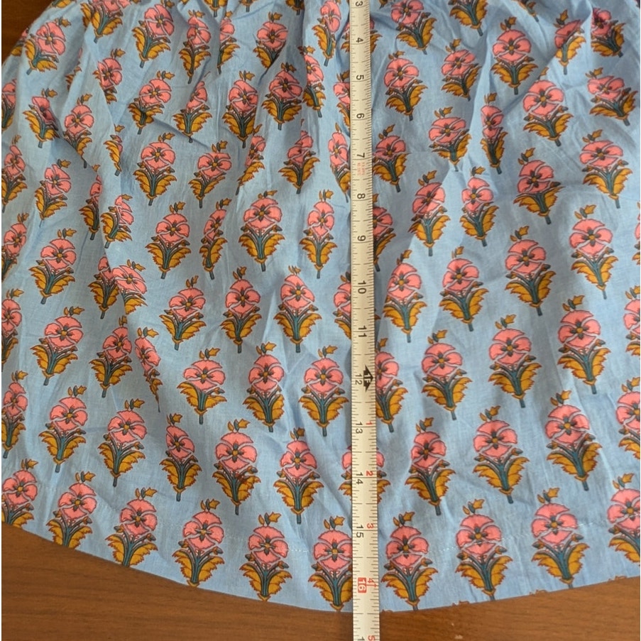 Marea Blue Floral Tie Shoulder Sleeveless Cotton Blouse Top, size XL