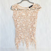 Miss Finch Lace Top Womens S Beige Sheer Floral Lace Crochet Overlay Cap Sleeve