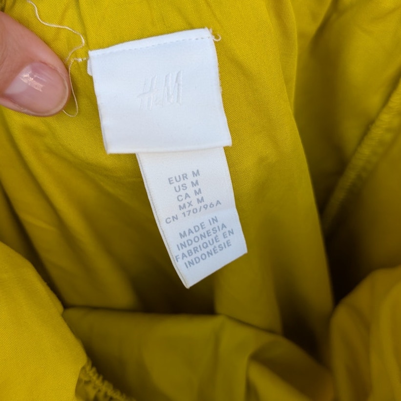 H&M HM Yellow Cotton Sleeveless Ruffle Midi Maxi Dress, Size M