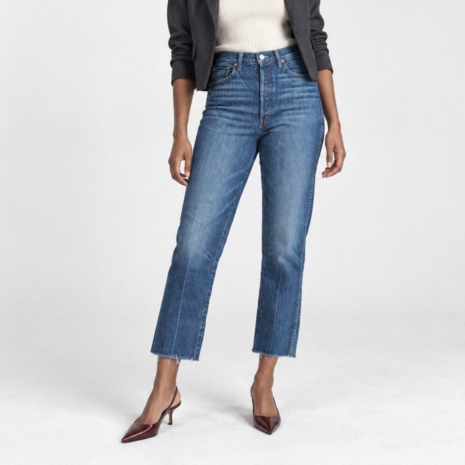 MOTHER Tippy Top Frisky Flood Fray Jeans Bad Reputation Size 30
