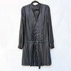 BCBGMAXAZRIA Alyn Black Long Sleeve Pleated Drawstring Mini Dress, size XS