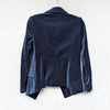 White House Black Market Double-Breasted Velvet Blazer Womens 4 Navy Long Sleeve