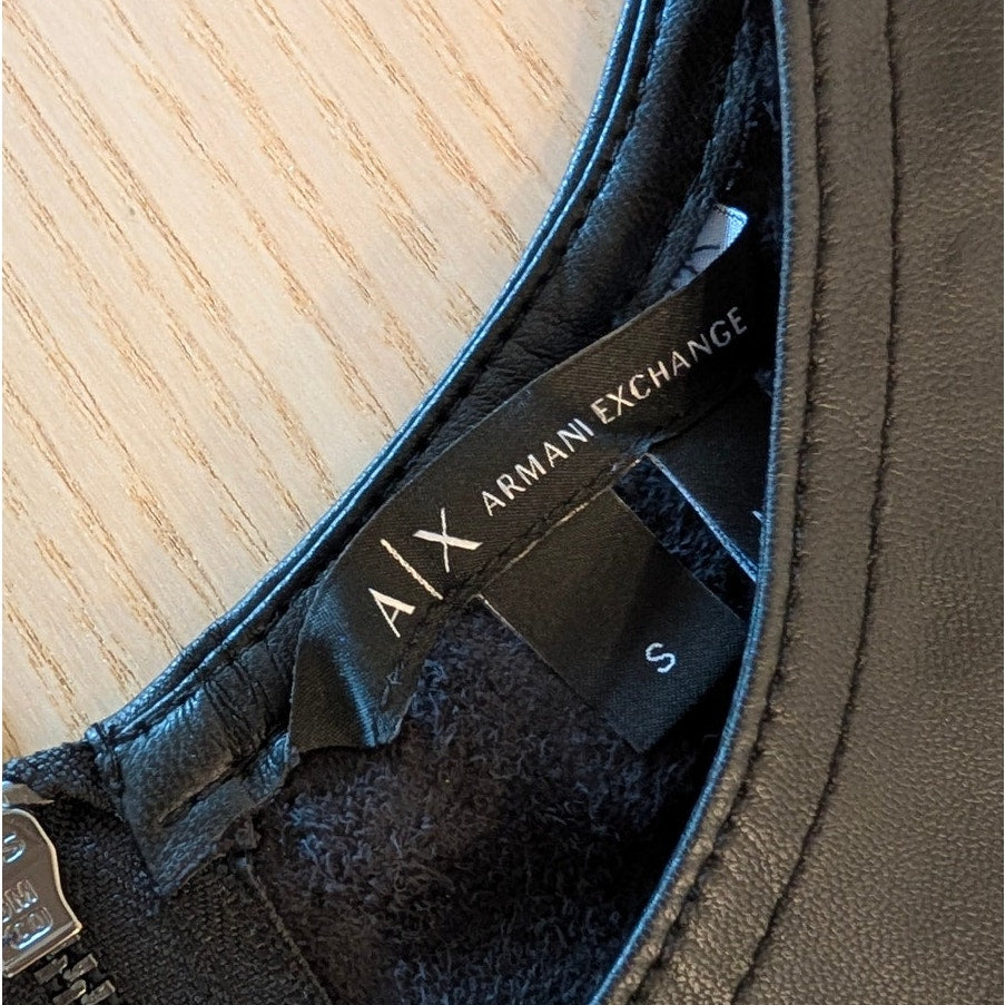 Armani Exchange Tank Top Womens S Black Faux Leather Sleeveless Zipper NWT
