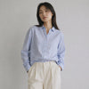 Scotch & Soda Red Lips Print Blue Button-Down Long Sleeve Top Shirt, size 2