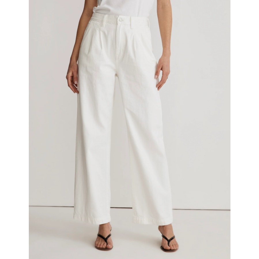 Madewell The Harlow Wide-Leg Jean Womens 29 Tile White Pleated Baggy Wide Leg