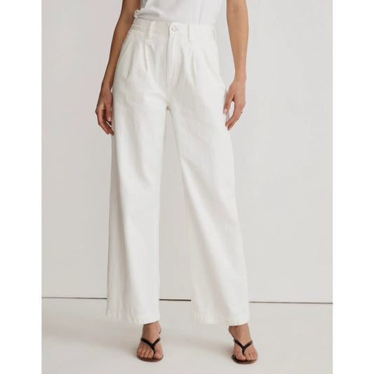 Madewell The Harlow Wide-Leg Jean Womens 29 Tile White Pleated Baggy Wide Leg