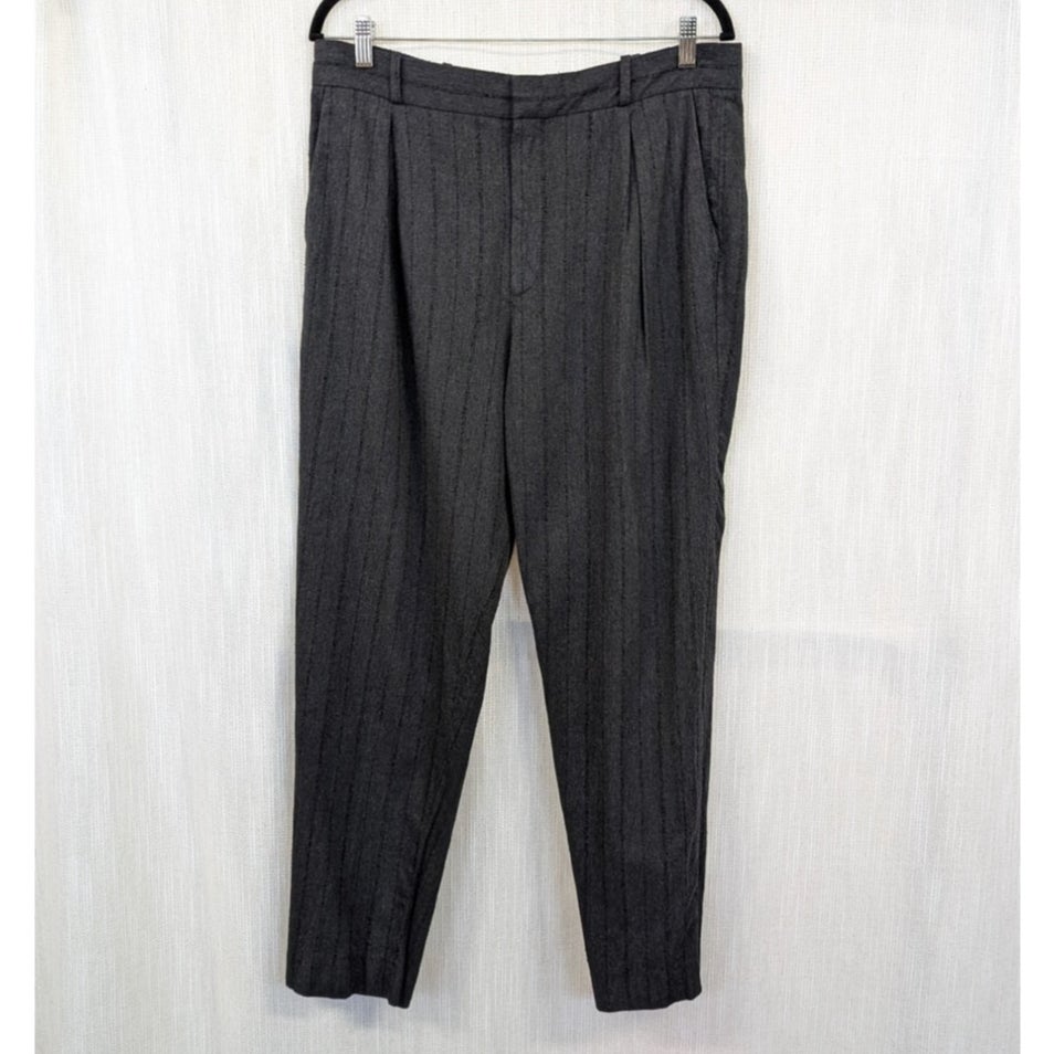 Massimo Dutti Pinstripe Tailored Pants Charcoal Gray Size 12