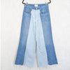 Frame Paneled Two-Tone Split-Hem Patchwork High-rise Wide-Leg Jeans Womens 27