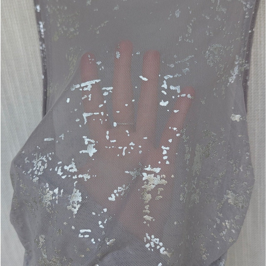 Reserved Metallic Effect Tank Top Womens S Purple Gray Mesh Sheer Fitted Blouse