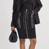 Herve Leger Mikayla Black Buckle Detail Bandage Mini Midi Pencil Skirt XS