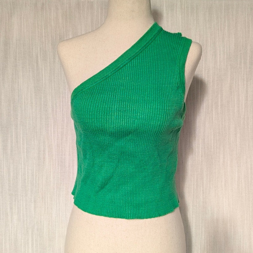 Jacquemus La Maille Ascu One-Shoulder Sleeveless Crop Top, size FR40/US8