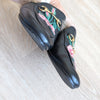 Gucci Black Leather Fur Loafers Embroidered Princetown Flat Slipper Mules