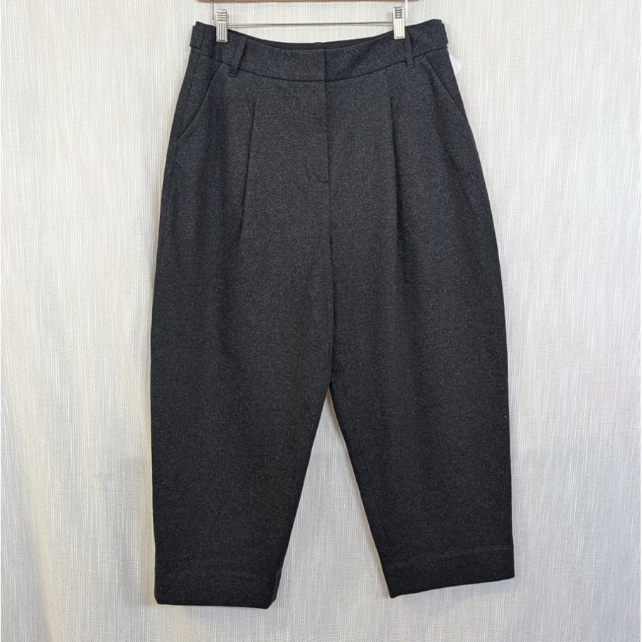Comptoir des Cotonniers Wool Blend Tapered Cropped Pleated Banana Trousers L