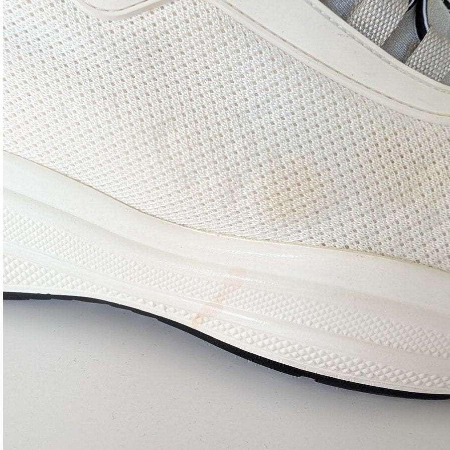 Prada Bicolor Slip On Lace Sneakers Womens EU39.5/US 9.5 White Neoprene Logo