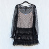 Red Valentino by Valentino Dress Womens IT 48/US 12 Black Tulle Tiered Dot Mini