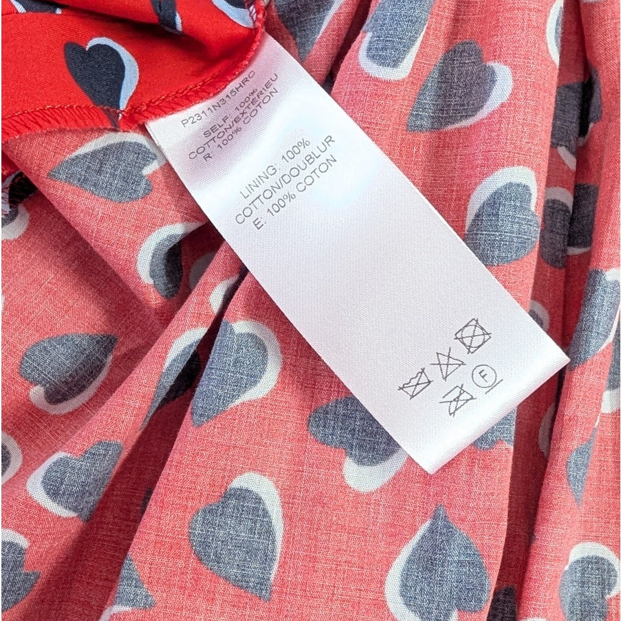 Carolina Herrera Poppy Heart Print Midi Skirt Womens 10 Red High-rise A-line