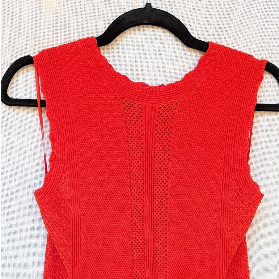 House Of Harlow Orange Red High Neck Crochet Sleeveless Maxi Midi Dress, size L