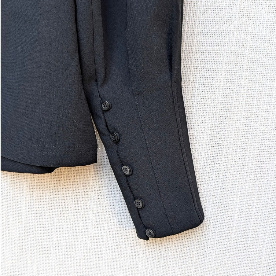 A.L.C. Markle Top Blouse Womens 2 Black Crewneck Button-up Long Sleeve