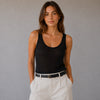 Anine Bing Eugene Tank Womens S Black Sleeveless Rib Jersey Semi-sheer