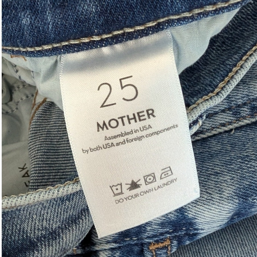 Mother Hustler Sneak Jeans Womens 25 Blue Denim High-rise Full Length
